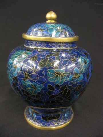 Appraisal: Chinese Cloisonne Carved Jar floral in blues ''