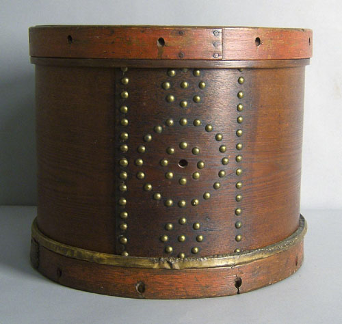 Appraisal: Bentwood drum with brass tack decoration th c h w