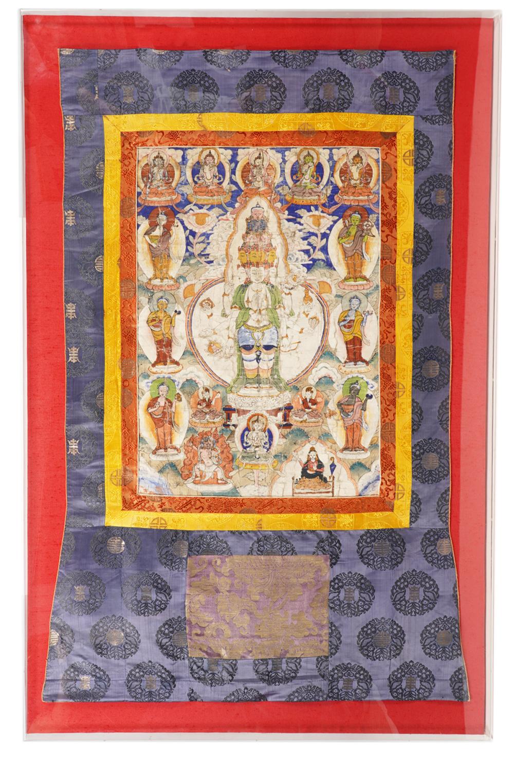 Appraisal: TIBETAN THANGKA ANTIQUE PAINTING ON SILKTibetan Thangka of the Buddha