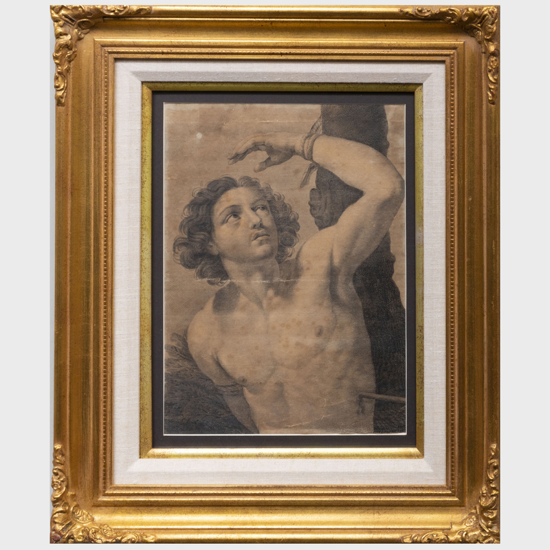 Appraisal: EUROPEAN SCHOOL SAINT SEBASTIAN Ink on paper unsigned x in