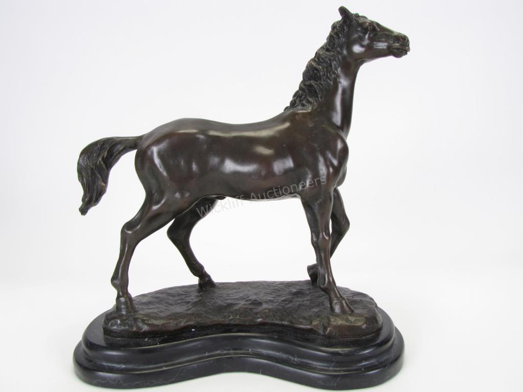 Appraisal: Bronze Horse Sculpture depicting a standing horse in head up