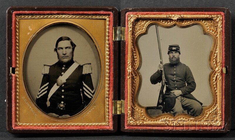 Appraisal: Two Sixth Plate Ambrotype Portraits of a Union Officer and