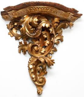 Appraisal: FLORENTINE CARVED GILT WOOD WALL SHELF FLORENTINE CARVED GILT WOOD