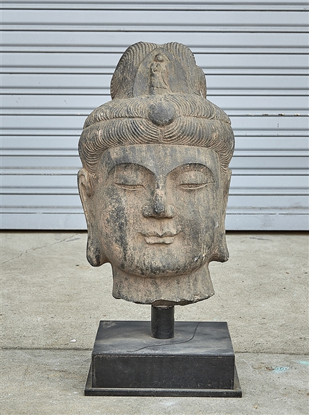 Appraisal: Chinese carved stone Buddha's head x x approx Condition wear