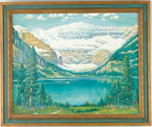 Appraisal: ANDREAS ROTH American - ALPINE LAKE Oil on canvas mountain