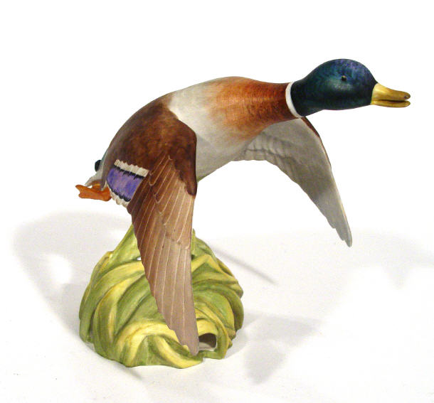 Appraisal: Hand painted Spode bone china mallard on a pierced reed