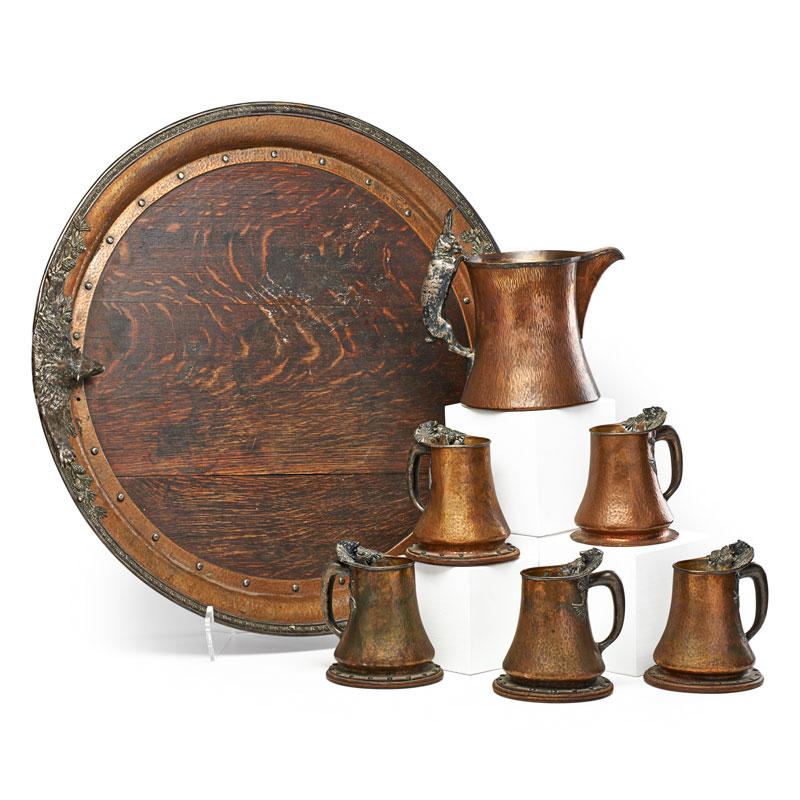 Appraisal: JOSEPH HEINRICHS Attr Rare drinking set Condition Report One tankard