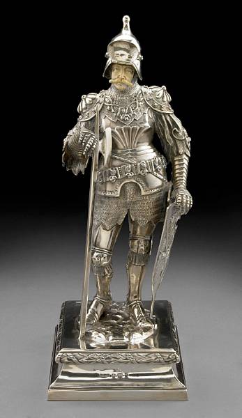 Appraisal: A Continental silver model of a knight Berthold H Muller