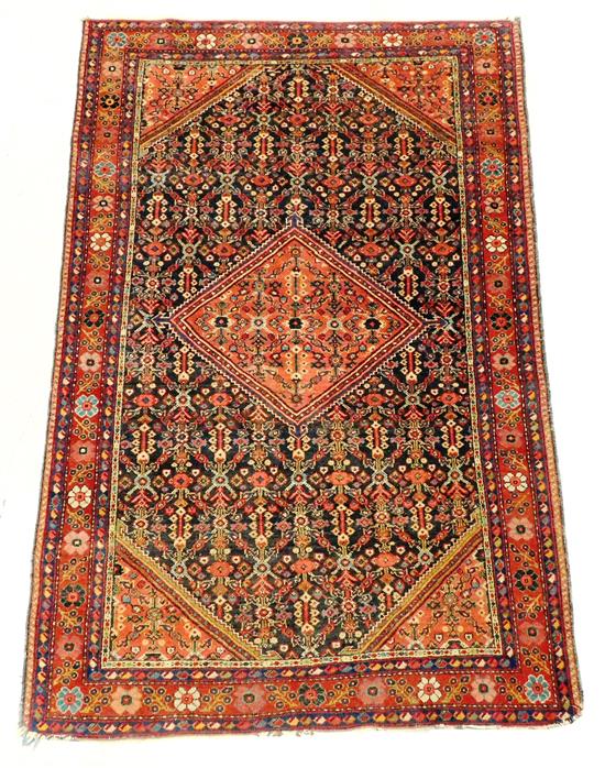 Appraisal: RUG Antique Persian Mahal carpet red ground with blue pink