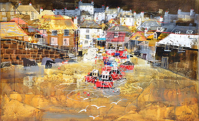 Appraisal: MIKE BERNARD R I Tides Out Port Isaac mixed media