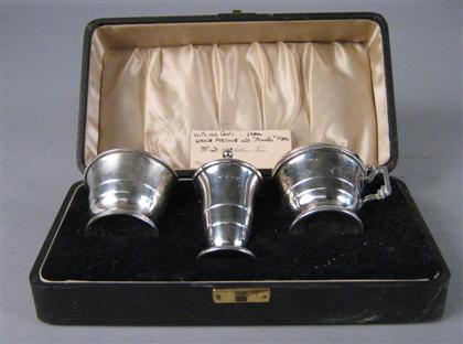 Appraisal: English sterling silver condiment set birmingham th century Comprising a