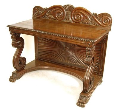 Appraisal: A mid th century Anglo-Indian carved rosewood console table with