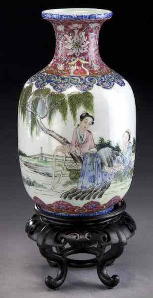 Appraisal: Chinese Republic famille rose porcelain vasedepicting two ladies in a