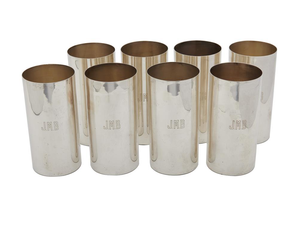 Appraisal: Set of Eight CARTIER Silver Cylindrical Mint Julep Cups signed