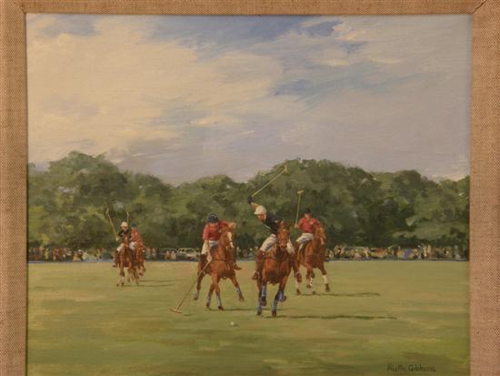 Appraisal: Ruth Gibbons British 'On The Attack' signed oil on canvas