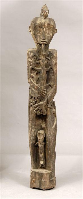 Appraisal: Dayak Carved Wood Totem Figure in Provenance Property from a