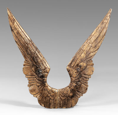 Appraisal: Pair carved and gilt angel's wings articulated feathers and distr