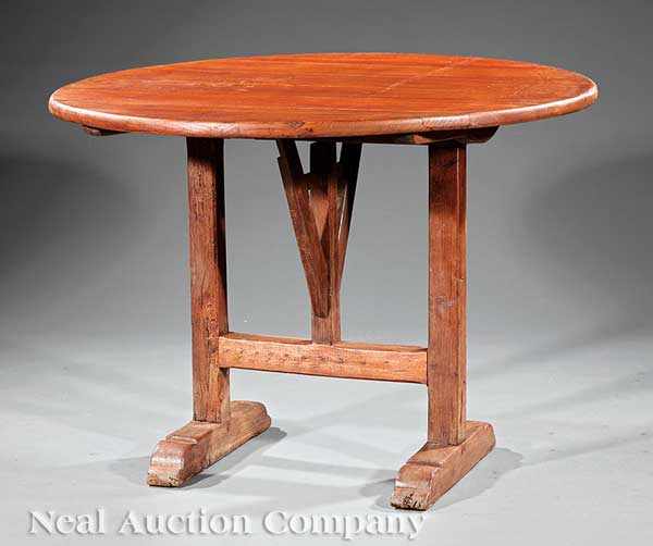 Appraisal: An Antique French Fruitwood Wine Tasting Table th c circular