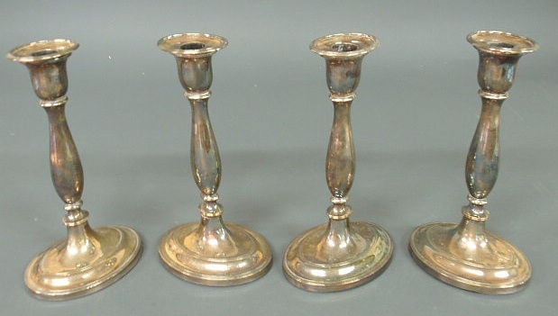 Appraisal: Set of four Regency candlesticks Sheffield silver h