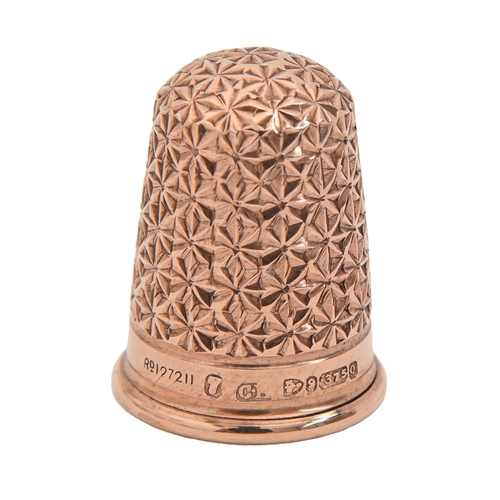 Appraisal: A Victorian ct gold thimble Louise pattern mm h by