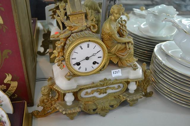 Appraisal: SMALL GILT METAL FRENCH FIGURAL CLOCK