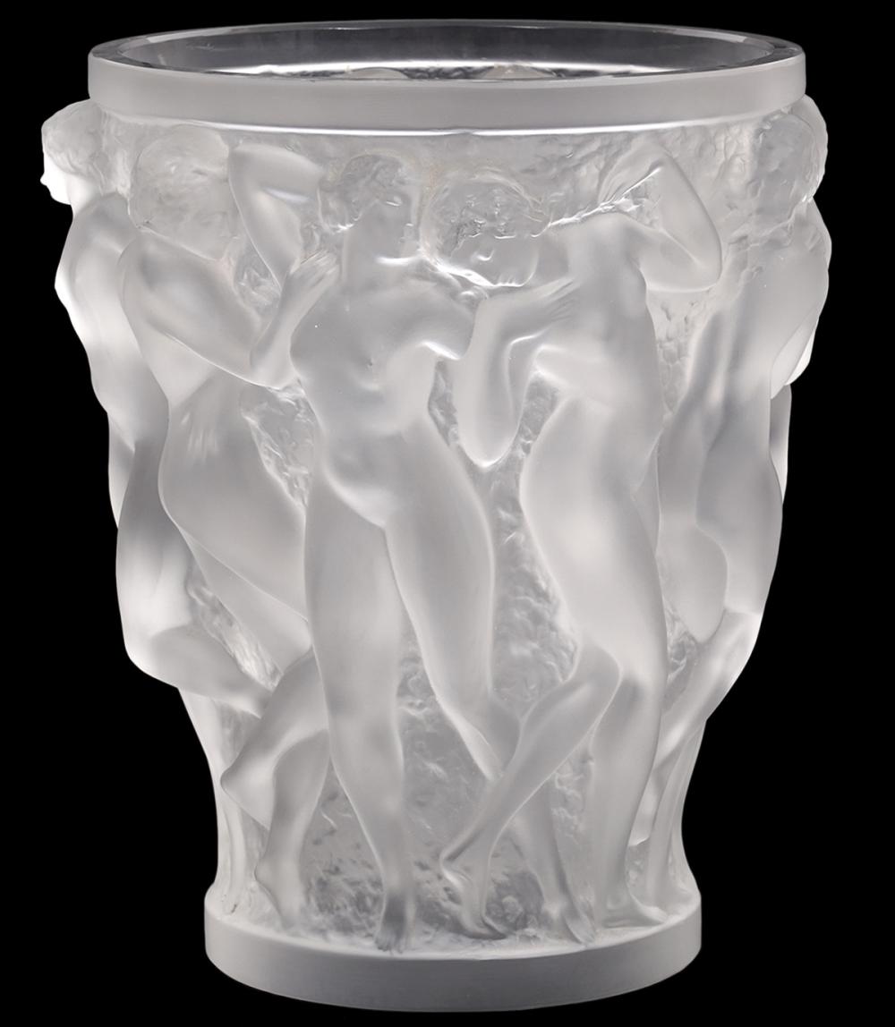 Appraisal: LALIQUE BACCHANTES FRENCH ART GLASS VASELalique French art glass 'Bacchantes'