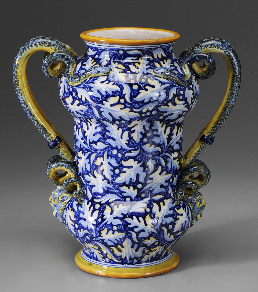 Appraisal: Cantagalli Majolica Vase Florence Italy late th century tin-glazed earthenware