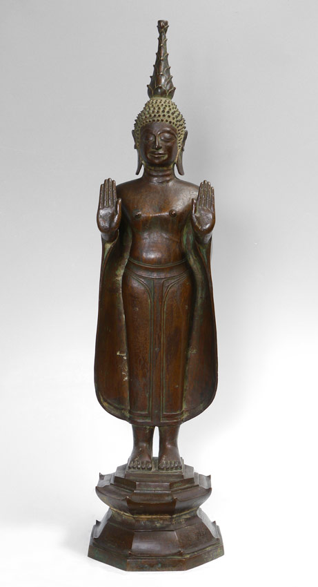 Appraisal: LARGE BUDDHIST BRONZE IDOL '' h age unknown appears to