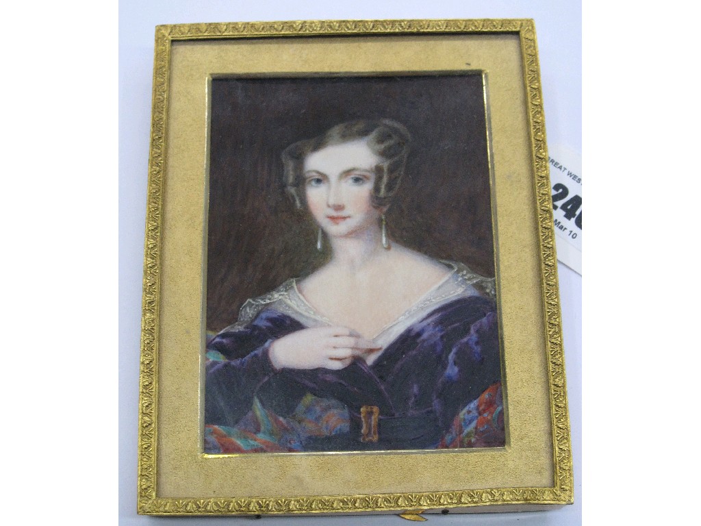 Appraisal: Portrait miniature of a lady in gilt metal frame