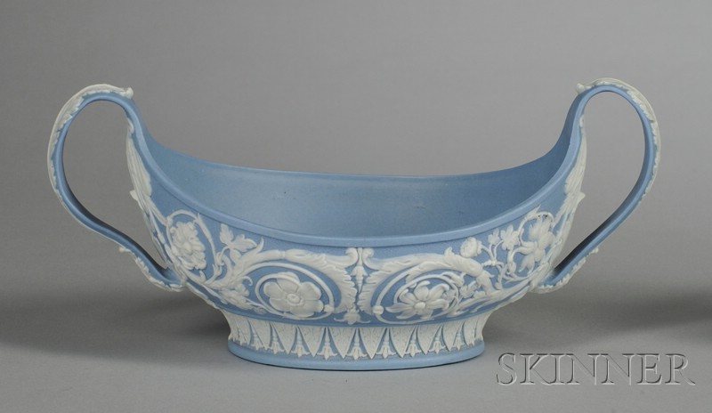 Appraisal: Wedgwood Solid Blue Jasper Navette-shaped Bowl England late th century