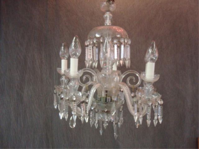 Appraisal: Cut Crystal Arm Chandelier Possibly Waterford From a West End