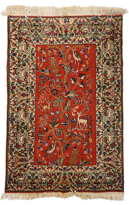 Appraisal: Tree of Life Persian Rug th century red field with