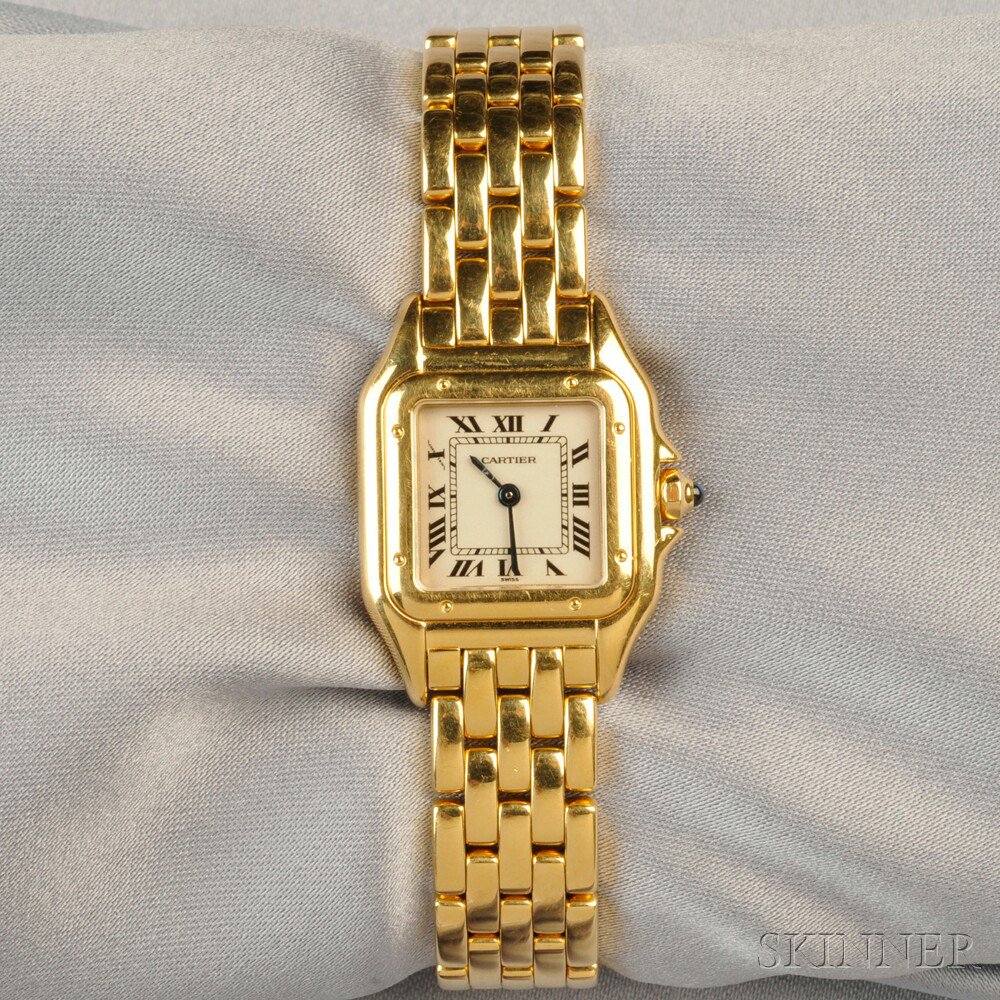 Appraisal: kt Gold Panthere Wristwatch Cartier the ivory-tone dial with Roman