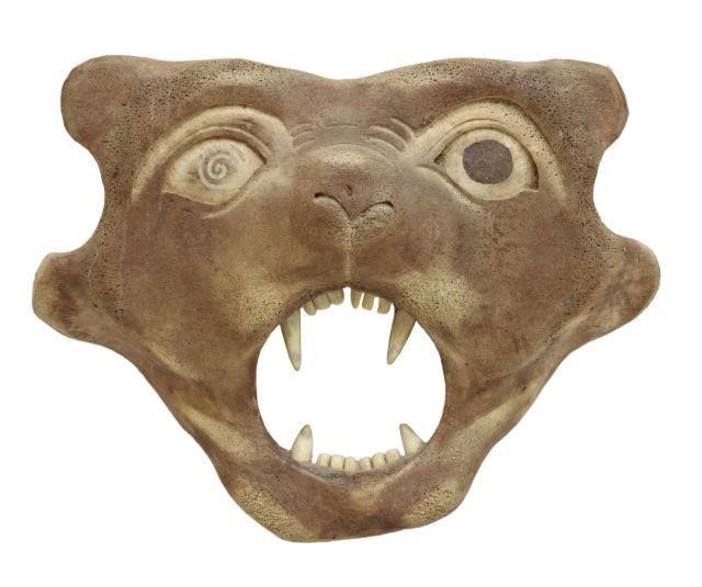 Appraisal: Inuit carved whale vertebrae bear mask sculpture signed Roger Bon