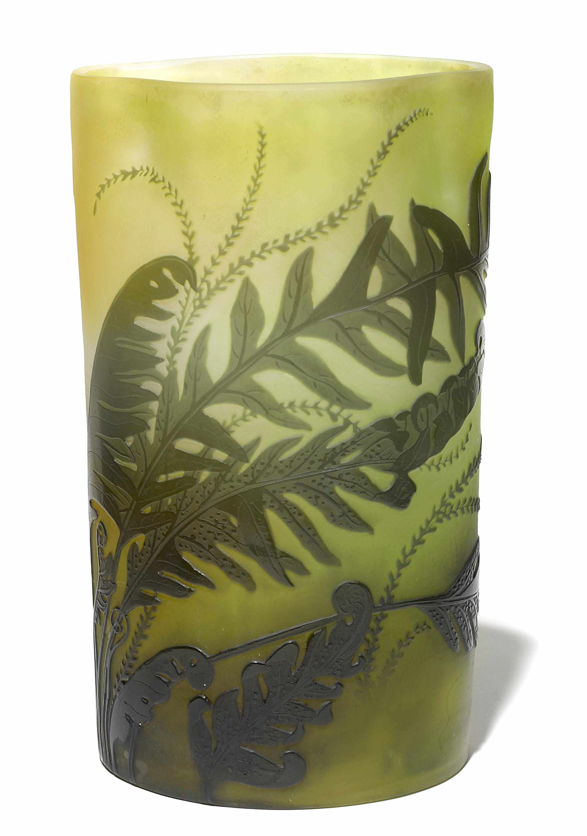 Appraisal: A Gall cameo glass fern vase circa signed Gall in