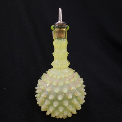 Appraisal: Vaseline Hobnail Art Glass Barber Bottle excellent