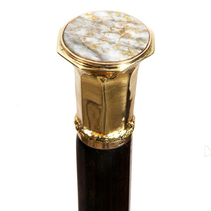 Appraisal: Gold Quartz Dress Cane Ca - An octagonal signed karat