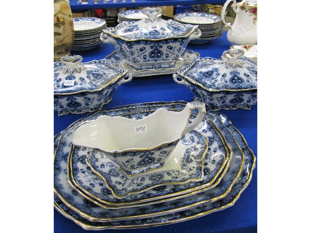 Appraisal: Furnival and Sons 'Oxford' blue and white dinnerset with Art