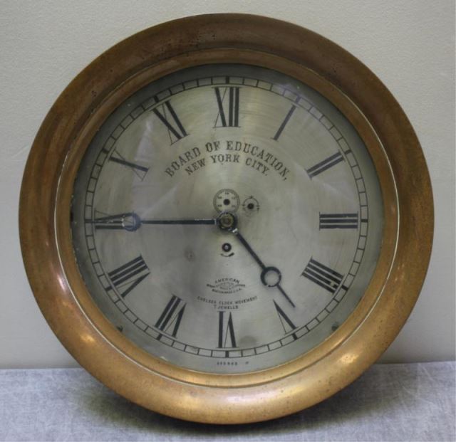 Appraisal: Large Brass Board of Education N Y C Clock Brass