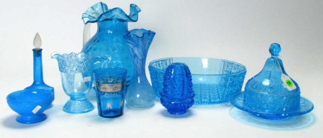 Appraisal: Group of Antique Vintage Blue Colored Glass including '' Victorian