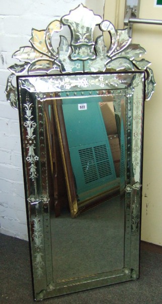 Appraisal: A th century cut glass Venetian wall mirror with arch