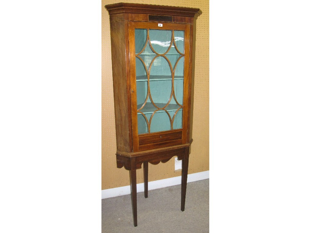 Appraisal: Georgian mahogany corner cabinet on stand