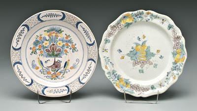 Appraisal: Two Delft shallow bowls one with cusped border central fruit