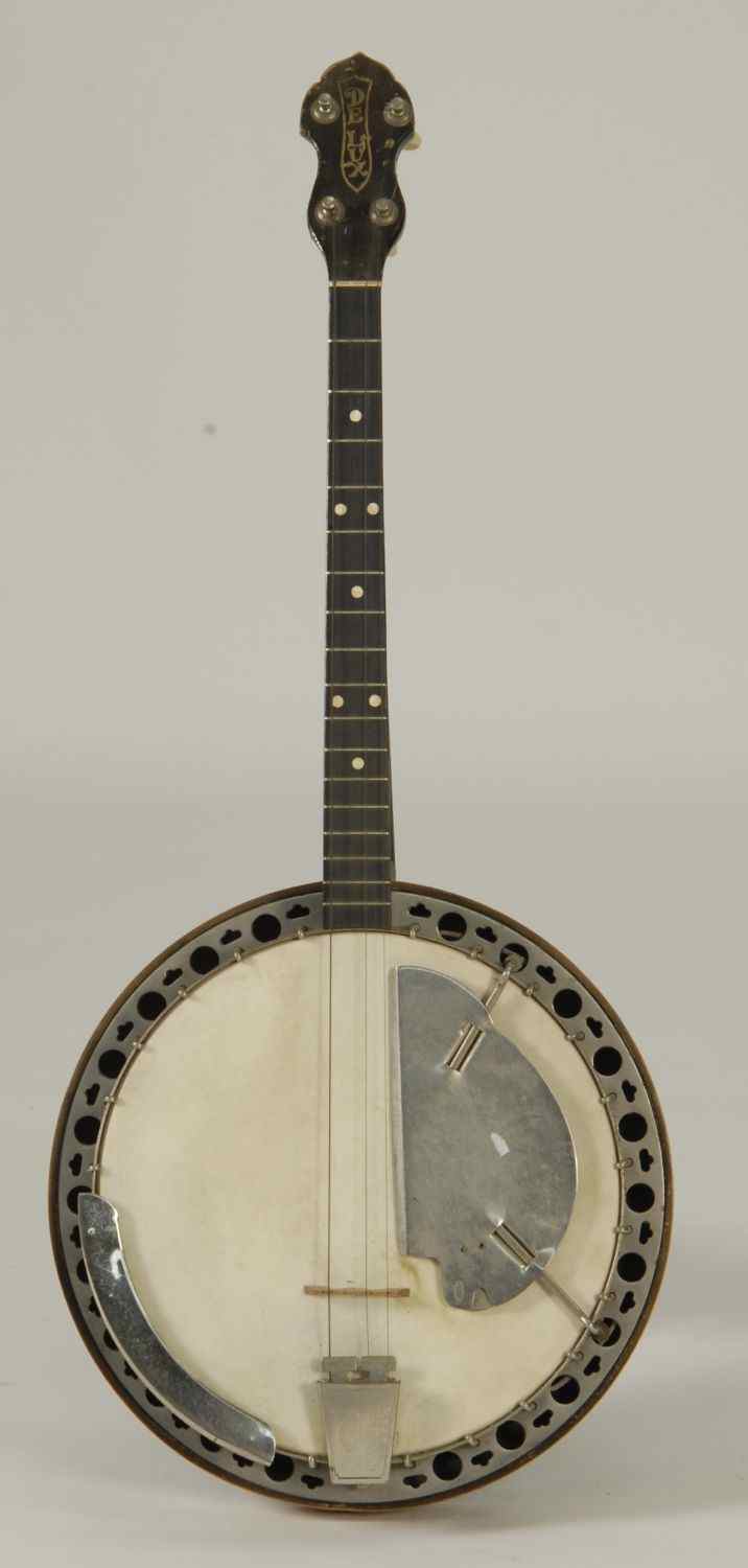 Appraisal: DELUX'' FOUR-STRING TENOR BANJOWith resonator ''Elton'' metal pickguard not original