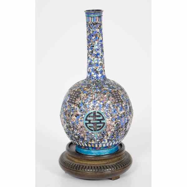 Appraisal: Japanese Enamel Cabinet Vase Japanese An enamel over silver cabinet