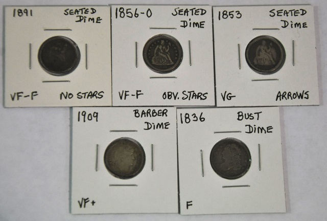 Appraisal: Dime Type GroupIncluding Bust Dime F Seated Dime VG -