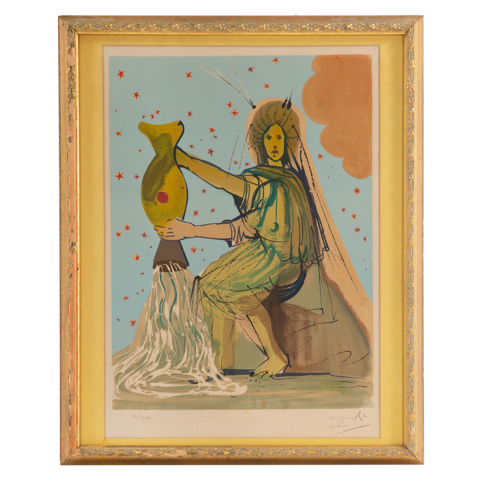 Appraisal: SALVADOR DALI AQUARIUS LITHOGRAPH Spanish - Color lithograph from the