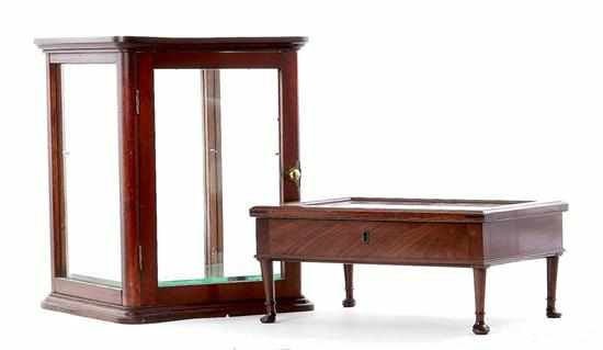 Appraisal: Mahogany tabletop display cases early th century glass-sided standing case