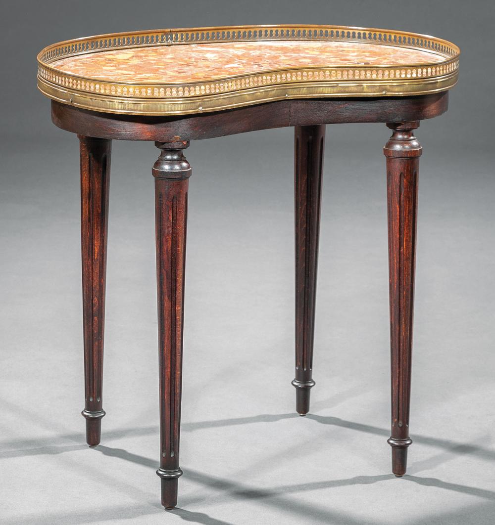 Appraisal: Louis XVI-Style Table Rognon early th c galleried marble top