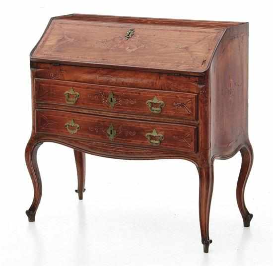 Appraisal: Louis XV inlaid walnut writing desk late th century rectangular